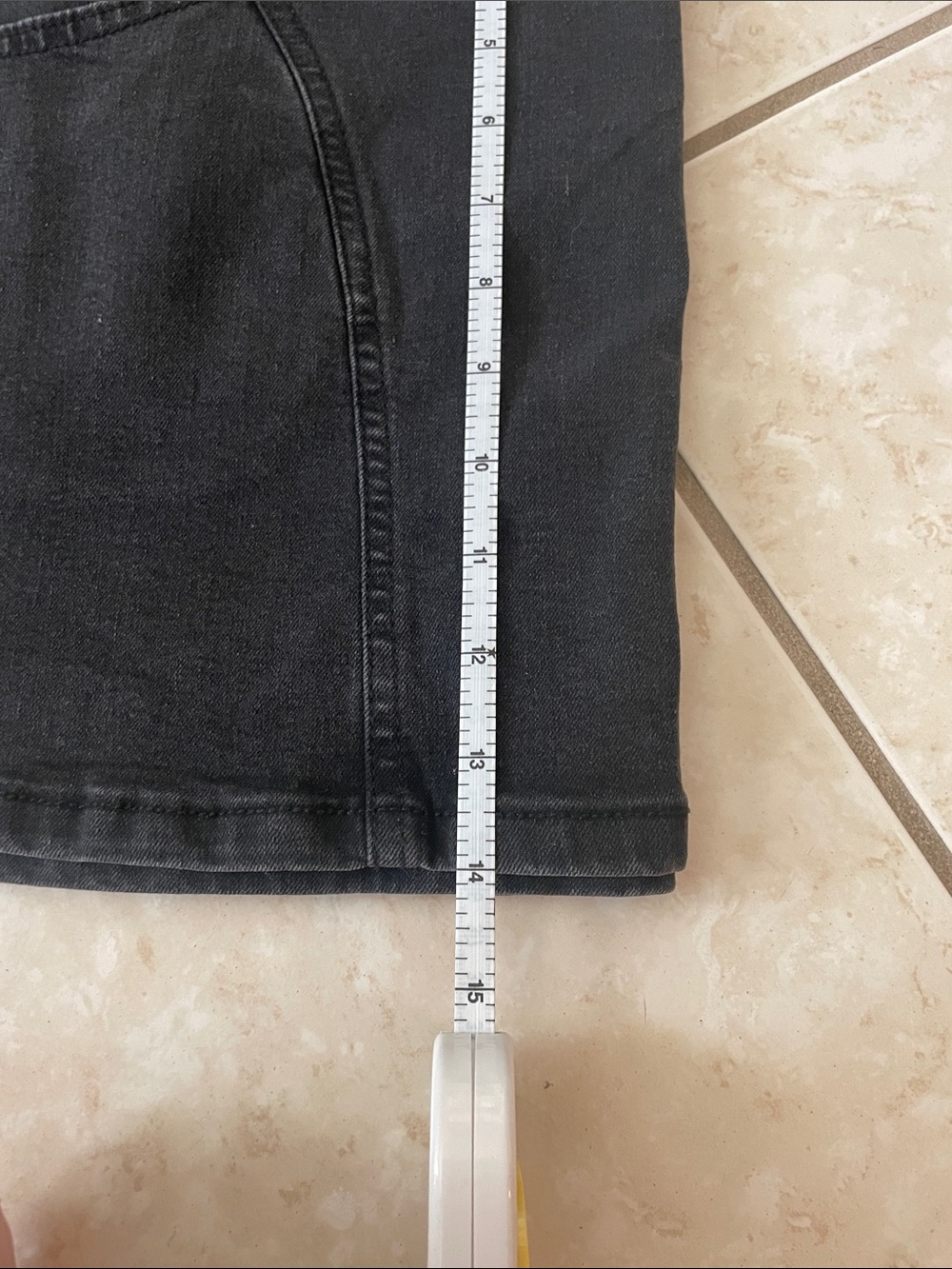 Women's Black Denim Mini Skirt with Front Panels - Picture 6 of 7